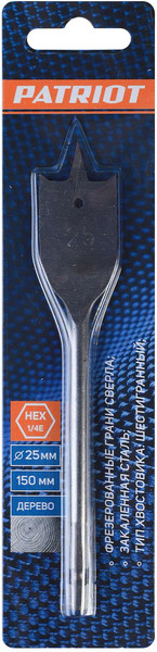 Изображение товара Сверло PATRIOT По дереву перовое 25х150мм / 815010188