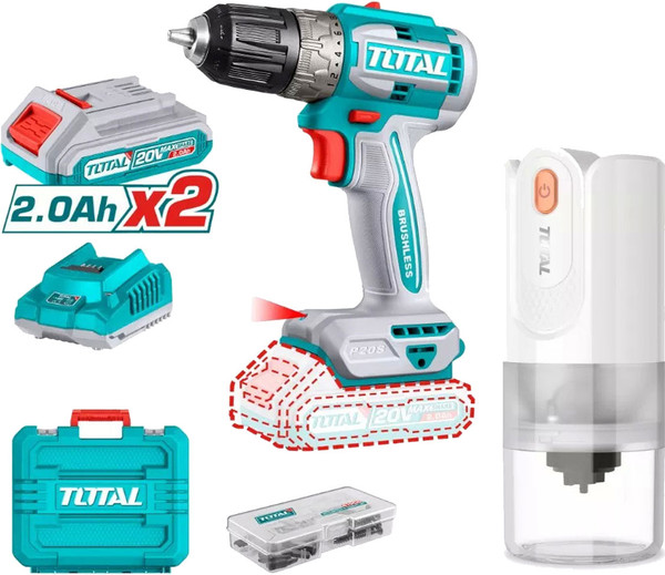 Изображение товара Аккумуляторная дрель-шуруповерт TOTAL TDLI20453+аккумуляторная кофемолка TCF029T / TOSLI240315