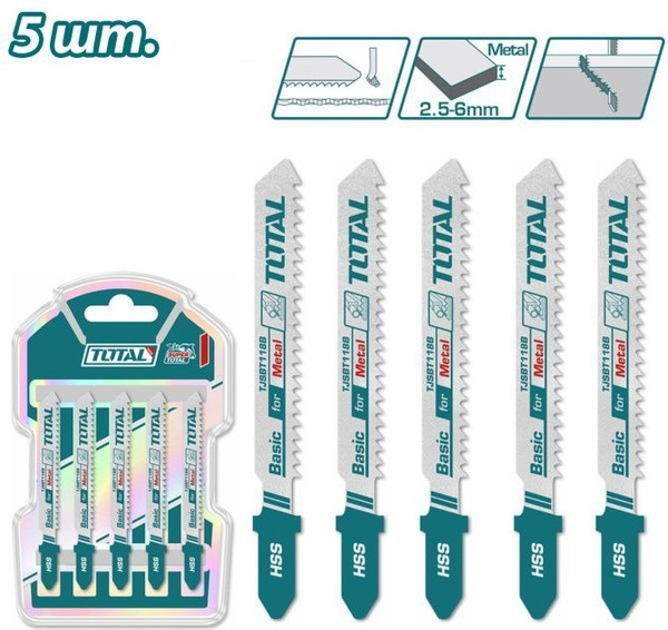 Изображение товара Набор пильных полотен TOTAL Для лобзика TJSBT118B (5шт)