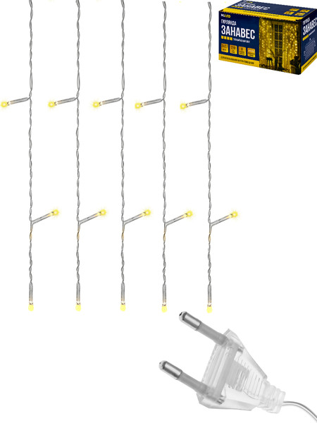 Изображение товара Световой занавес Miled 8 режимов 210 ламп / ГЗ-0039 (3x2.7м, теплый белый)