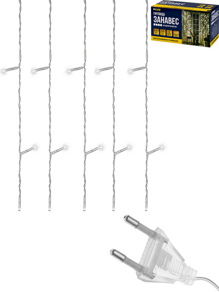 Изображение товара Световой занавес Miled 8 режимов 210 ламп / ГЗ-0044 (3x2.7м, холодный белый)