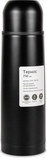 Изображение товара Термос для напитков Relaxika 101 (750мл, вороненая сталь/без логотипа)