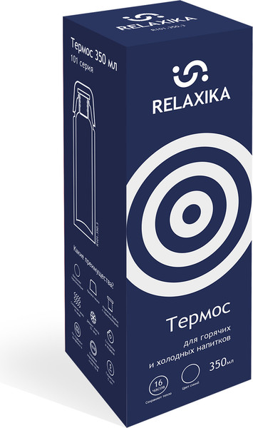 Изображение товара Термос для напитков Relaxika 101 (350мл, темно-синий/без логотипа)