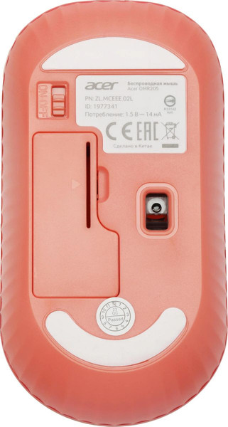 Изображение товара Мышь Acer OMR205 / ZL.MCEEE.02L (розовый/бежевый)