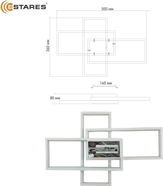 Изображение товара Люстра Estares Sven 65W 3S-APP-550x360x80-WHITE/WHITE-220-IP20