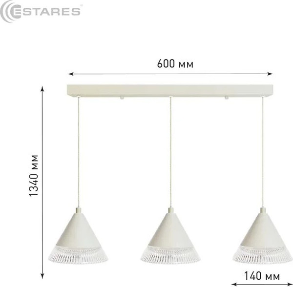 Изображение товара Люстра Estares Lampa 21W 3R-ON/OFF-600х1340-WHITE/CLEAR-220-IP20