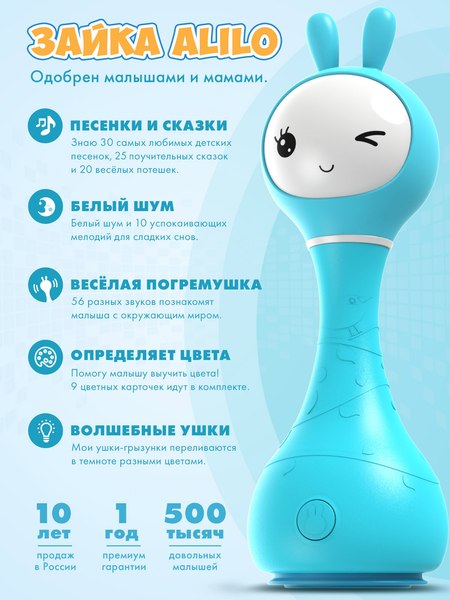 Изображение товара Интерактивная игрушка Alilo Умный зайка R1 / 60905N (голубой)