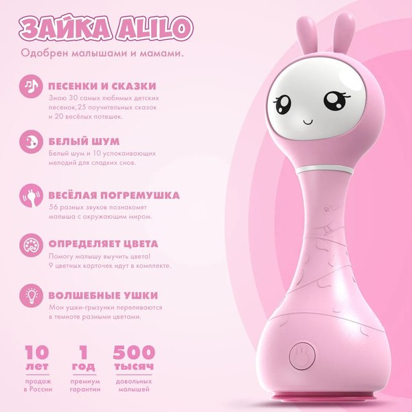 Изображение товара Интерактивная игрушка Alilo Умный зайка R1 / 60908N (розовый)