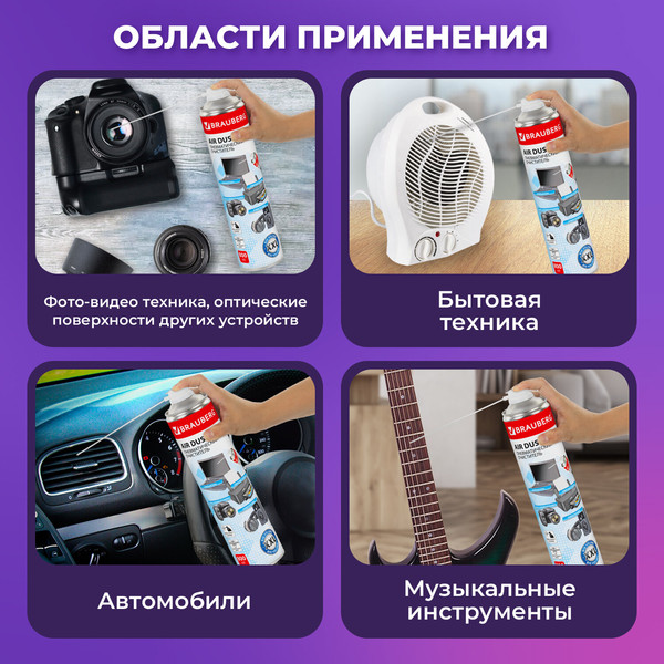 Изображение товара Сжатый воздух для чистки техники Brauberg 513691 (800мл)