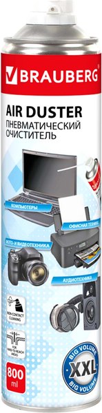 Изображение товара Сжатый воздух для чистки техники Brauberg 513691 (800мл)