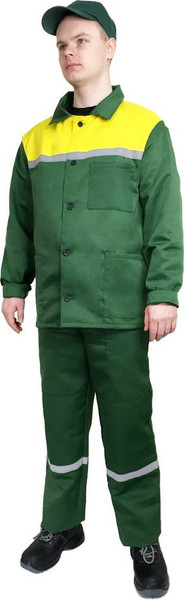 Изображение товара Комплект рабочей одежды Барсегян Л.Р. Рабочий-1 (р.52-54, 170-176, зеленый/желтый)