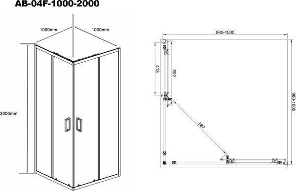 Изображение товара Душевой уголок Aquabath AB-04F-1000-2000