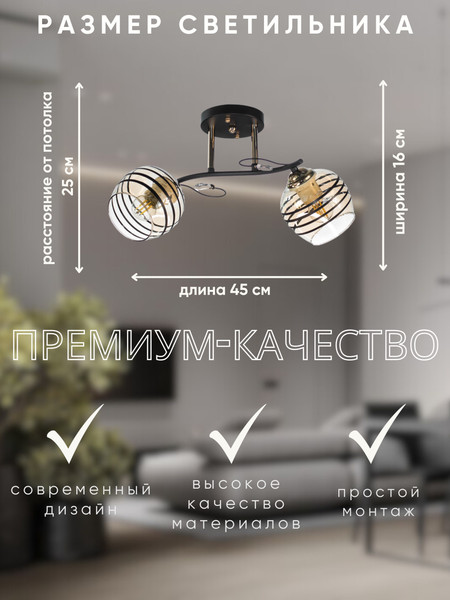 Изображение товара Потолочный светильник Aitin-Pro НПБ 02-2x60-101 / N6432/2 (черный/золото)