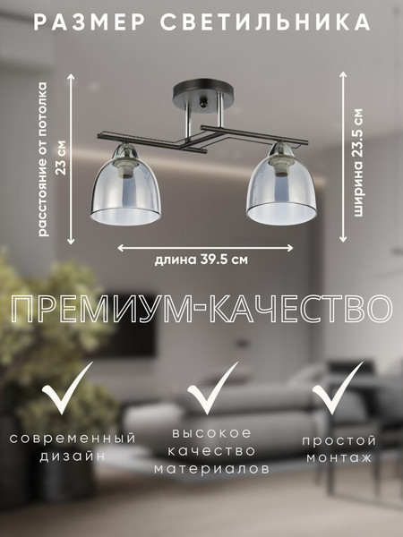 Изображение товара Потолочный светильник Aitin-Pro НПБ 02-2x60-101 / 6098/2 (черный/хром)