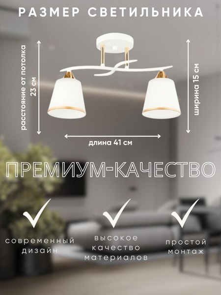 Изображение товара Потолочный светильник Aitin-Pro НПБ 02-2x60-101 / 6100/2 (белый/зотоло)