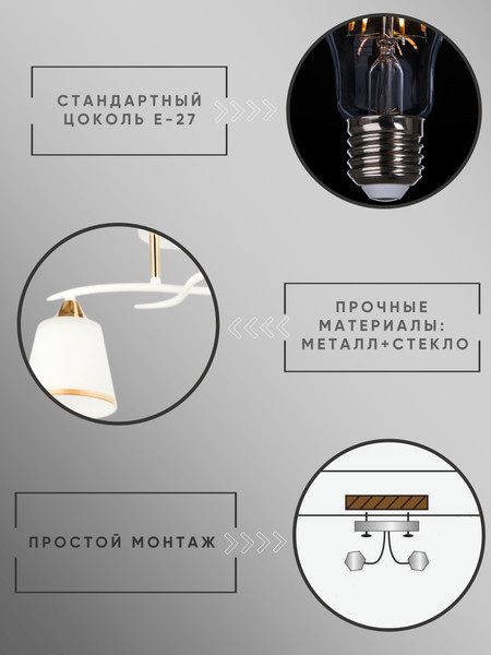 Изображение товара Потолочный светильник Aitin-Pro НПБ 02-2x60-101 / 6100/2 (белый/зотоло)