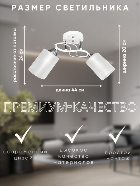 Изображение товара Потолочный светильник Aitin-Pro НПБ 02-2x60-101 / 6108A/2 (белый/хром)