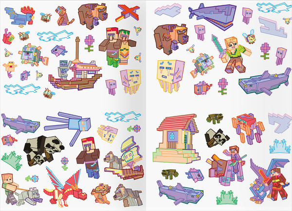 Изображение товара Развивающая книга Три совы Многоразовые наклейки. В стиле Minecraft / КзнА5_57278