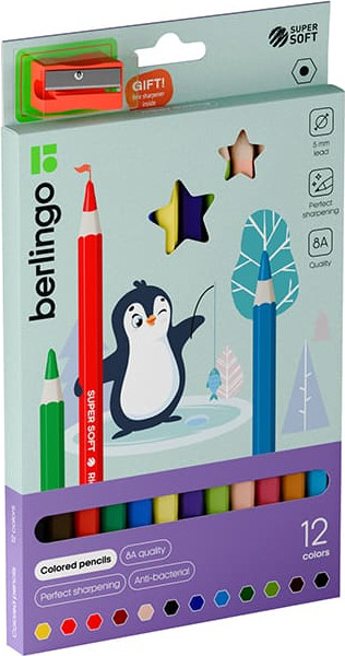 Изображение товара Набор цветных карандашей Berlingo SuperSoft. Jumbo / SSJ0112 (12цв)