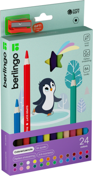 Изображение товара Набор цветных карандашей Berlingo SuperSoft. Jumbo / SSJ0124 (24цв)