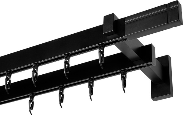 Изображение товара Карниз для штор Эскар Хай Тек Кросс 2-рядный / 4214200 (2м, черный)