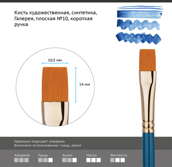 Изображение товара Кисть для рисования ГАММА Галерея. Синтетика №10 / 301010