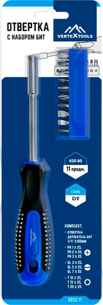 Изображение товара Отвертка Vertex Tools С набором бит 0052-11