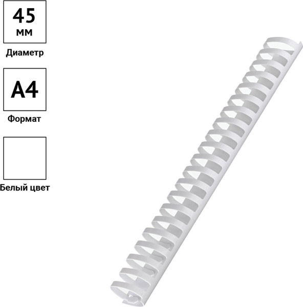 Изображение товара Пружины для переплета OfficeSpace PC7033 (50шт, белый)