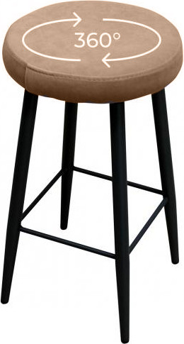 Изображение товара Табурет Древпром Пуф круглый ДП3-07  (черный матовый/катания латте)