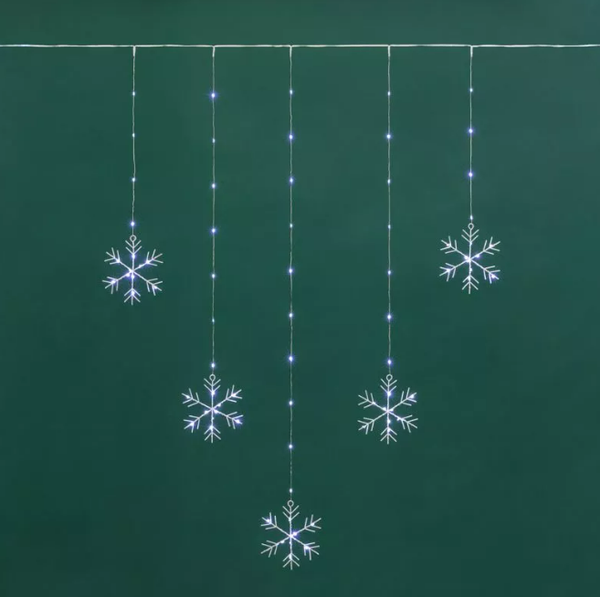 Изображение товара Световой занавес Neon-Night Из росы с фигурами Снежинок / 315-845 (1.5x1.15м, белый)