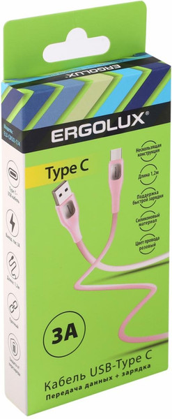 Изображение товара Кабель Ergolux ELX-CDC02-C14 (розовый)