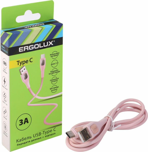 Изображение товара Кабель Ergolux ELX-CDC02-C14 (розовый)