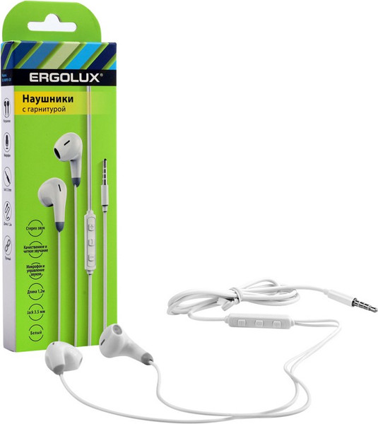 Изображение товара Наушники-гарнитура Ergolux ELX-WHP01-C01 (белый)