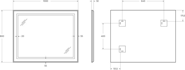 Изображение товара Зеркало BelBagno SPC-KRAFT-1000-800-SENS-AL