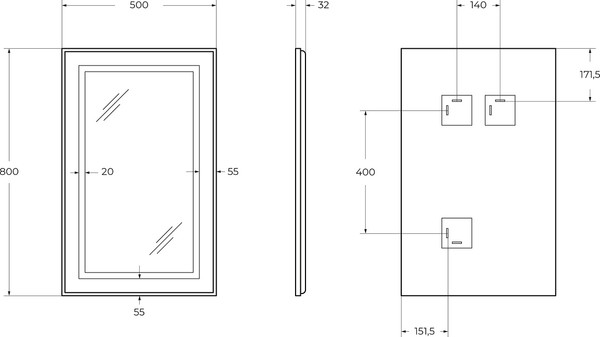 Изображение товара Зеркало BelBagno SPC-KRAFT-500-800-SENS-NERO