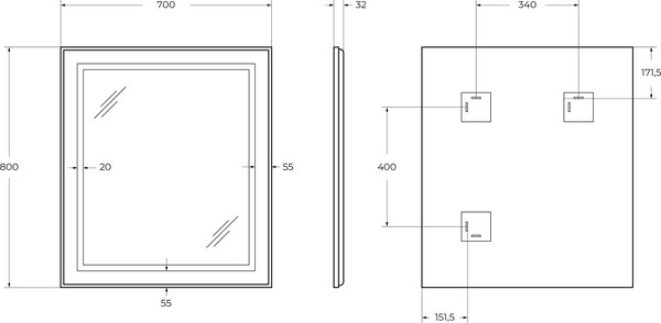 Изображение товара Зеркало BelBagno SPC-KRAFT-700-800-SENS-AL