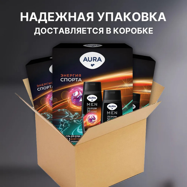 Изображение товара Набор косметики для тела Aura Men Гель для душа Энергия спорта 3в1+Экстрасвежесть 3в1 (2x250мл)