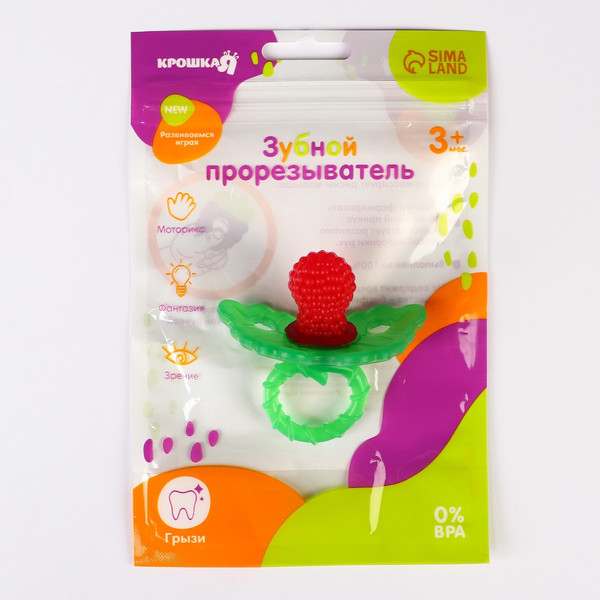 Изображение товара Прорезыватель для зубов Крошка Я Ягодка-пустышка / 2825253 (красный)