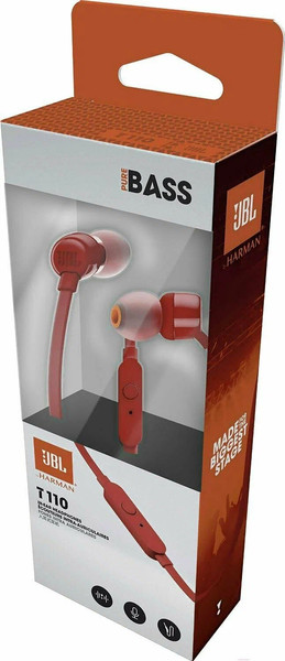 Изображение товара Наушники-гарнитура JBL Tune 110 / JBLT110RED (красный)