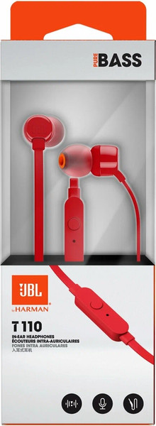 Изображение товара Наушники-гарнитура JBL Tune 110 / JBLT110RED (красный)