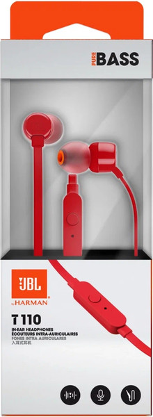 Изображение товара Наушники-гарнитура JBL Tune 110 / JBLT110RED (красный)