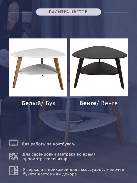 Изображение товара Журнальный столик Мебелик BeautyStyle 24 (белый/бук)