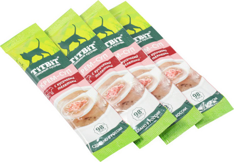 Изображение товара Лакомство для кошек TiTBiT Крем-суп с кусочками телятины / 26267 (10г)