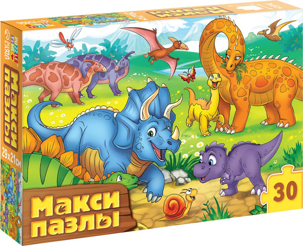 Изображение товара Развивающая игра Puzzle Time Макси-пазлы. Веселые динозаврики / 9178217 (30эл)