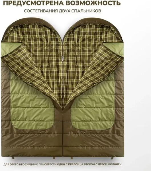 Изображение товара Спальный мешок RSP Outdoor Chill 300 Big / SB-СH-300-BIG-GNBR-L (зеленый/коричневый)