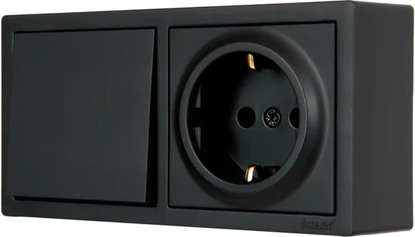 Изображение товара Блок выключатель+розетка Lezard Leto 752-4200-170BAP (черный бархат)