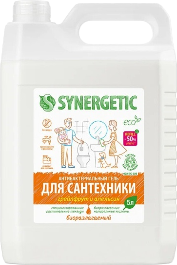 Изображение товара Чистящее средство для ванной комнаты Synergetic Грейпфрут и апельсин (5л)
