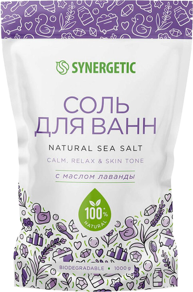 Изображение товара Соль для ванны Synergetic с маслом лаванды (1кг)