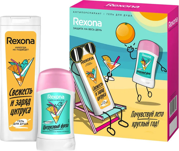 Изображение товара Набор косметики для тела Dove Цитрусовый фреш Дезодорант-стик 40мл+Гель для душа 200мл