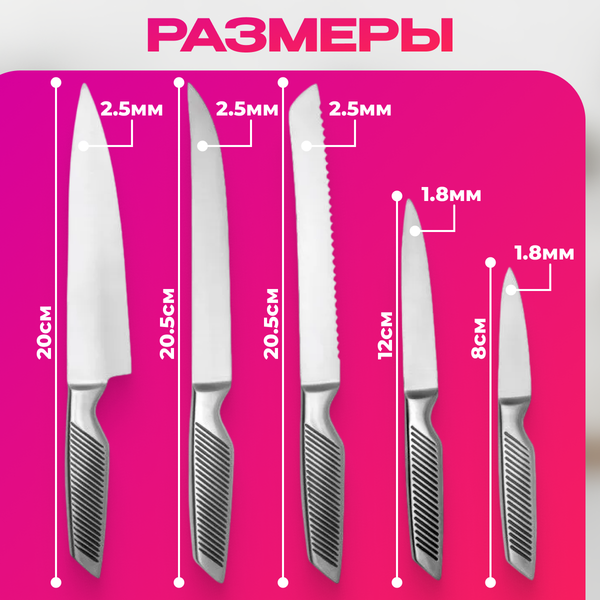 Изображение товара Набор ножей TalleR TR-22078 + точилка TR-62506 в подарок